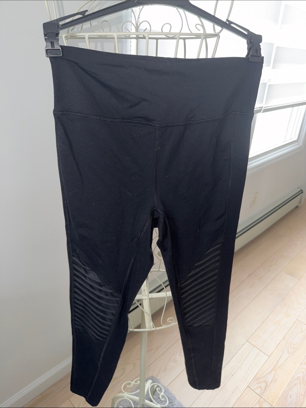 Forever 21 Black Moto Style Active Leggings with Textured Knee Panels